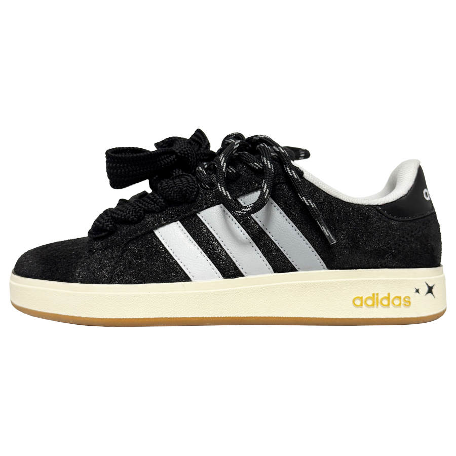 Adidas Adidas Grand Court Base 00s Sparkling Black Gold Abrasion Resistant Low top Skateboard Shoes Unisex Black Gray