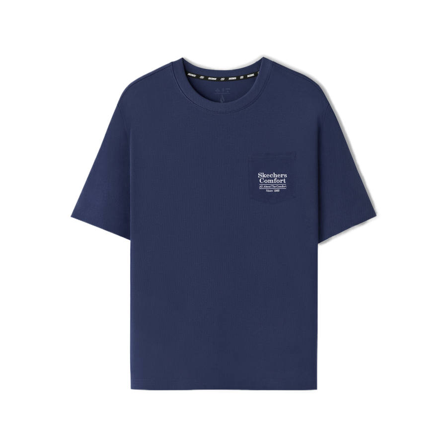 Skechers T Shirts Men's Marine Blue/00DU Crew Neck Moderate