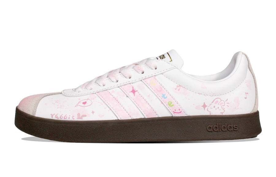 Adidas Adidas VL COURT 2.0 Peach Bunny, Zao Culture Slip Resistant Low top Skateboard Shoes Women's White Pink