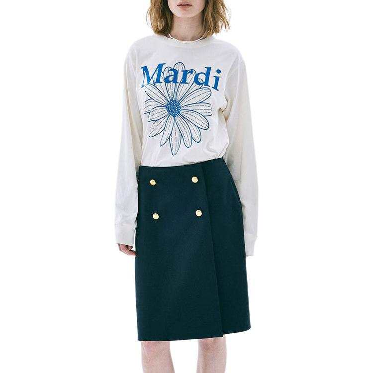 MARDI MERCREDI T Shirts Women's Cream Blue Crew Neck Moderate Other