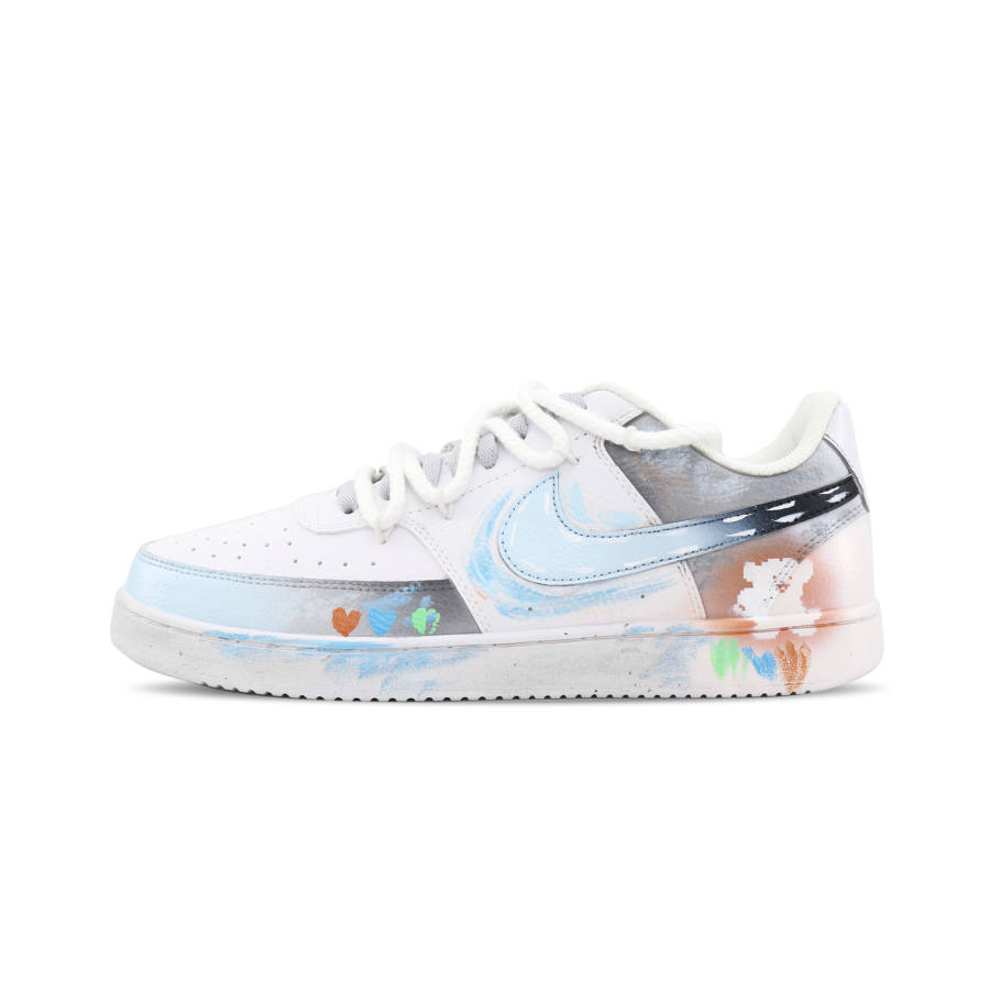 Nike Nike Court Vision Love Line Puppy Abrasion Resistant Low top Skateboard Shoes Unisex Gray White Blue