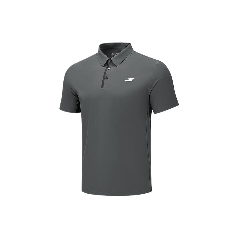 Skechers Polo Shirts Men's Smoky Gray 013P Polo Collar Moderate Straight Fit