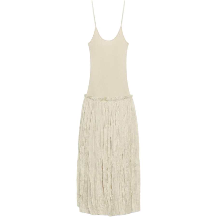 ZARA Slip Dresses Women's Light Pink Crew Neck Moderate Midi Skirt
