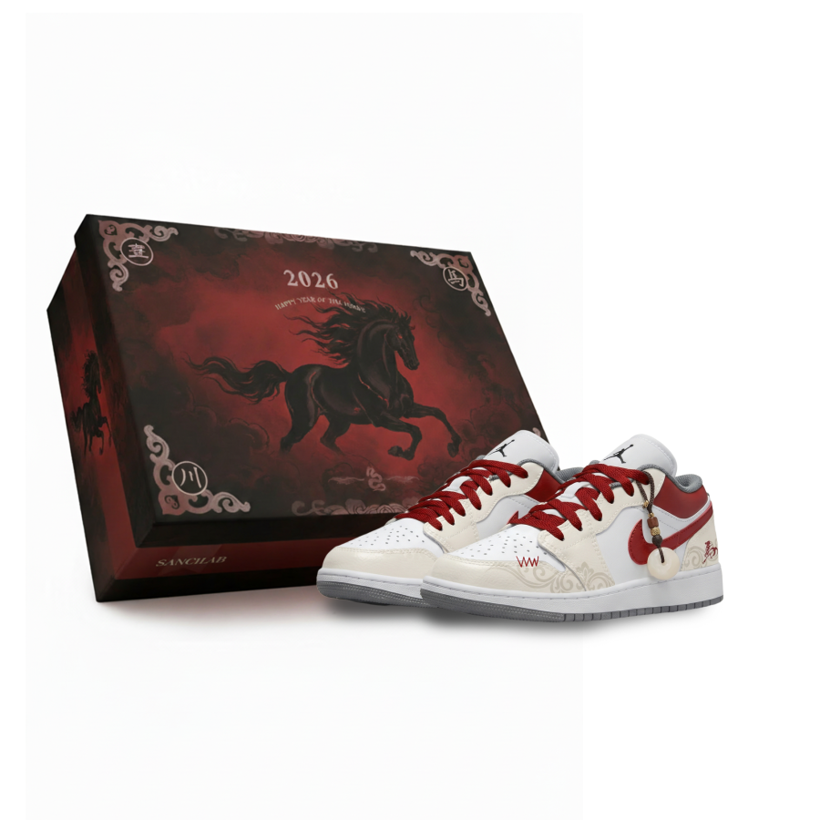 Jordan Jordan Air Jordan 1 Lemon Joy Slip Resistant Abrasion Resistant Low top Children's Basketball Shoes White Red Unisex