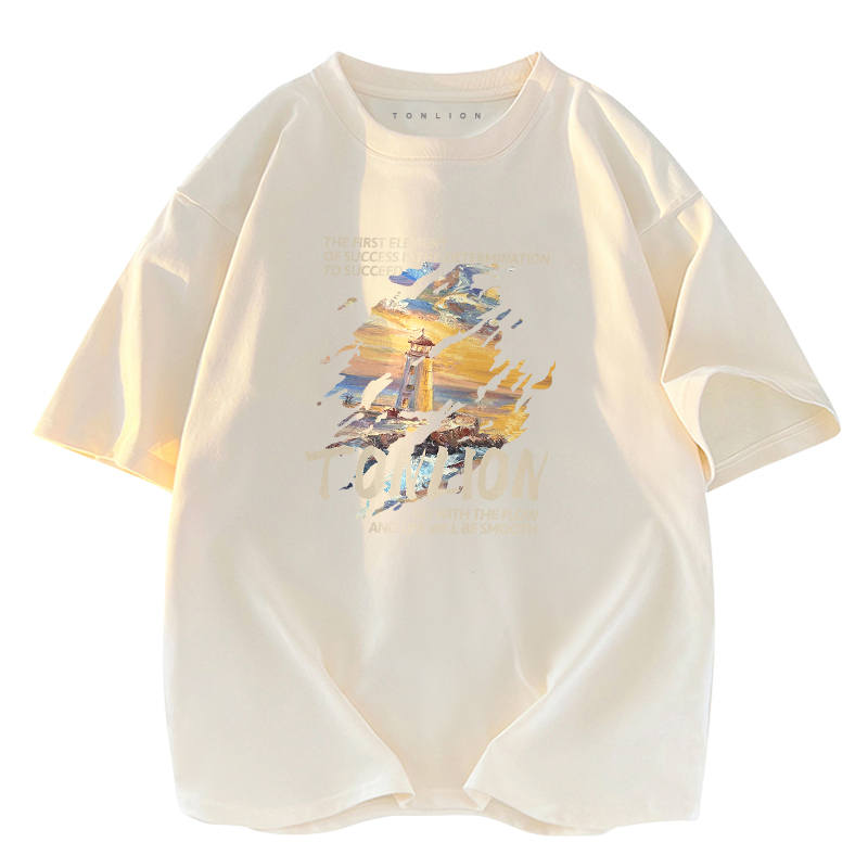 Tonlion T Shirts Unisex Crew Neck Moderate Straight Fit