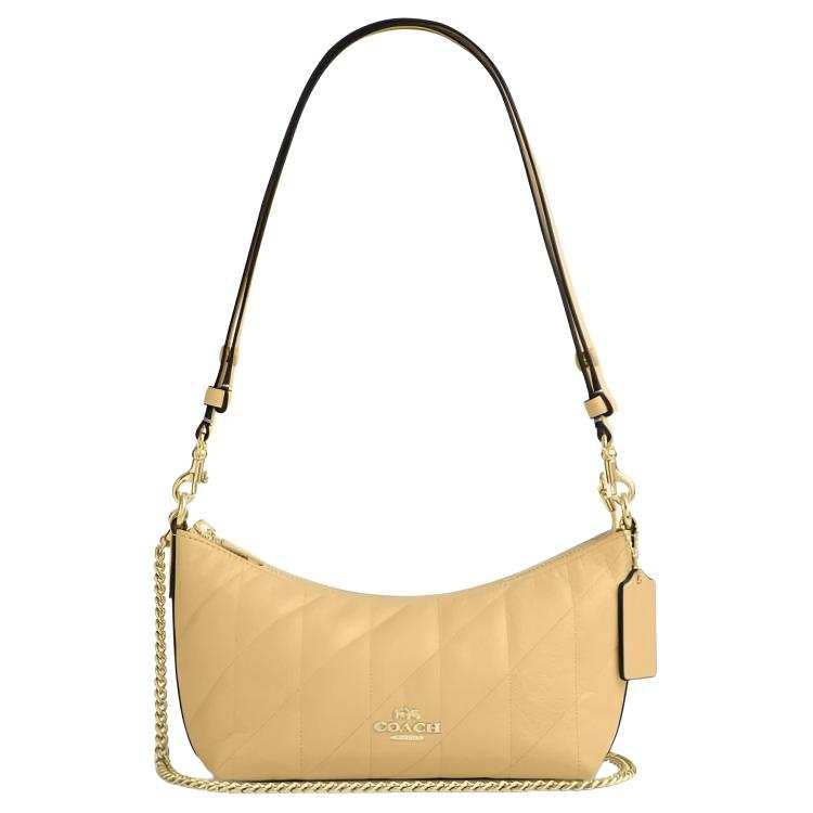 COACH Cow Leather Shoulder Bag Medium Women's Yellow