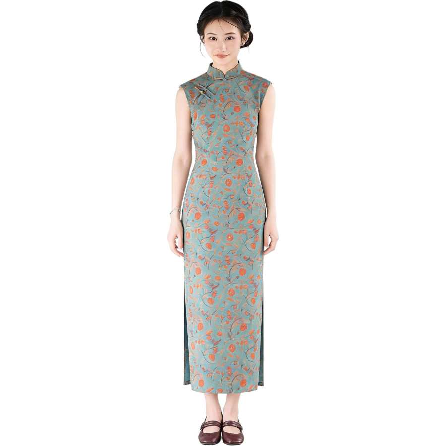 JBBCN Sleeveless Dresses Women's Su Chen Stand Collar Thin Long