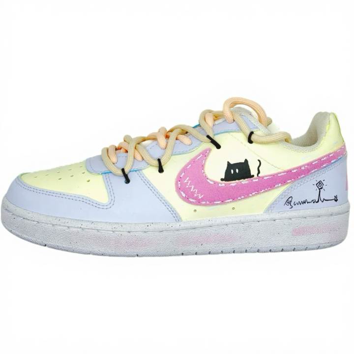 Nike Nike Court Borough Sweet Cat Panna Cotta Leather Coverage Slip Resistant Cushioning Lightweight Height Increasing
