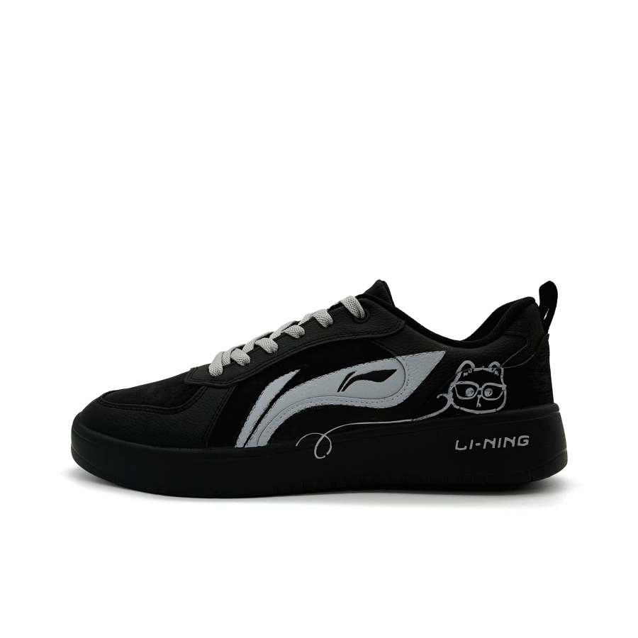 Li-Ning Li Ning Wheat Age Black Cat Gray Trace Height Increasing Abrasion Resistant Breathable Slip Resistant Low top