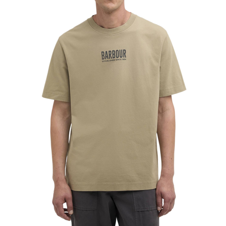 BARBOUR T Shirts Men's Gray Olive Crew Neck Moderate