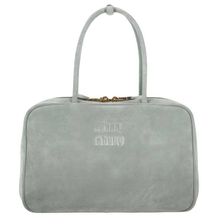 MIU MIU Beau Calfskin Handbag Women's Gray