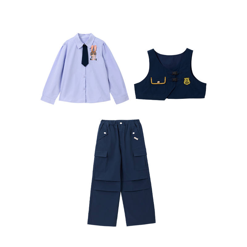 Disney Casual Sportswear Zootopia Spring Fall Season Shirt Vest Pants Three Piece Set Kids'