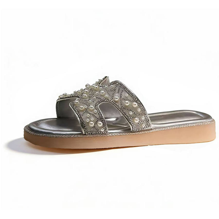 Lanza Slide Slippers Women's Silver/Ecru/Yellow