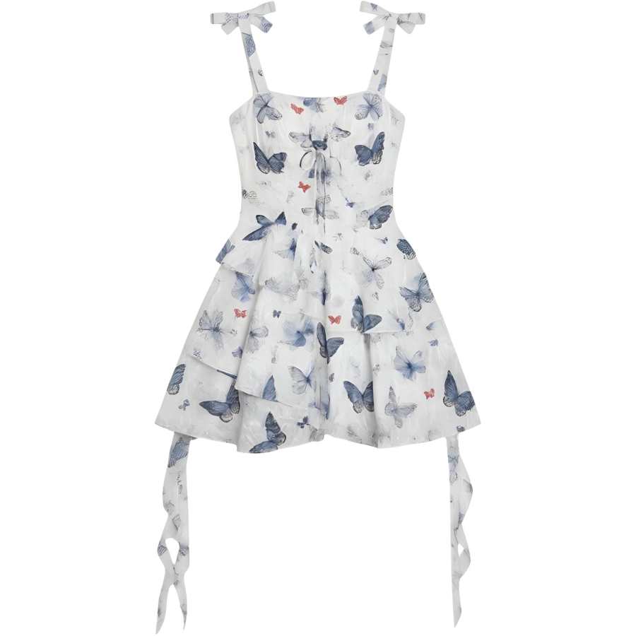 CHARM GLOW Slip Dresses Women's Print Square Collar Thin Short