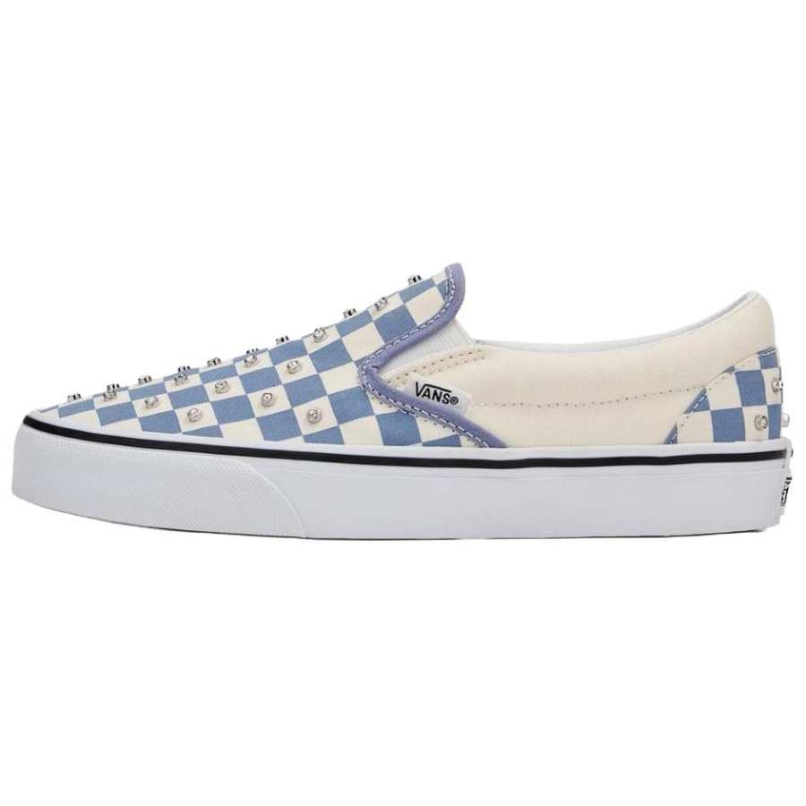 Vans CLASSIC SLIP on Skateboard Shoes Women's Ecru Blue