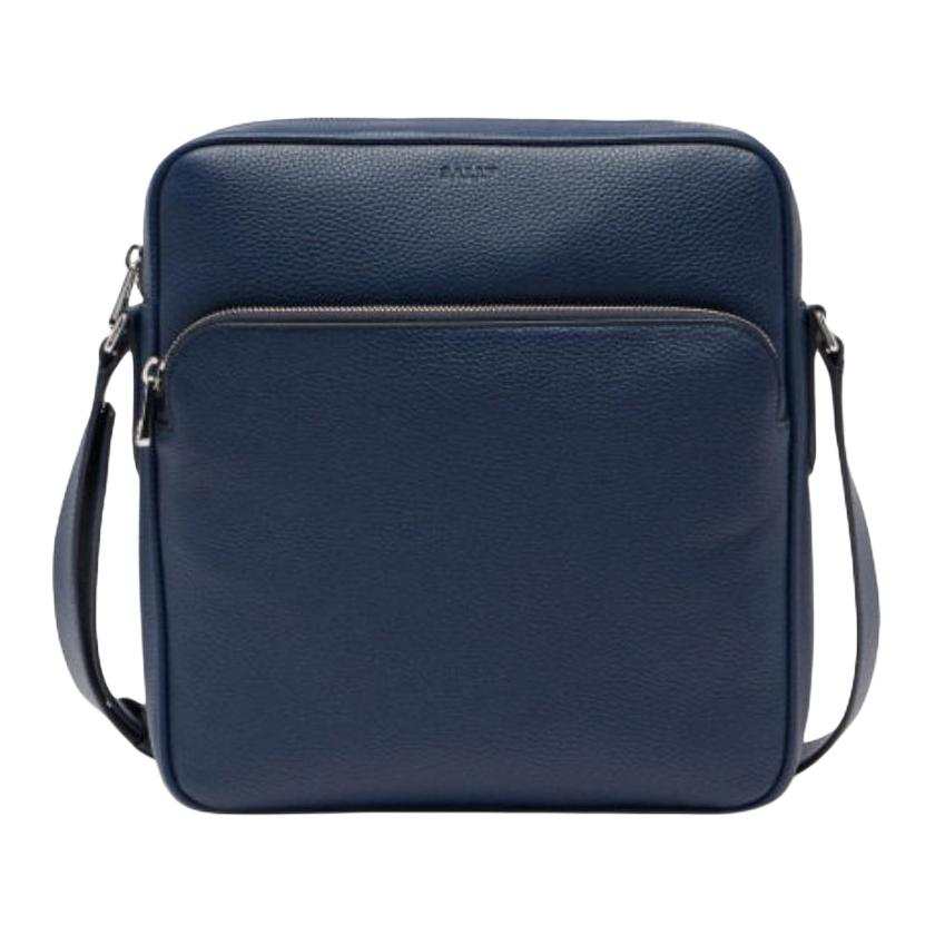 BALLY BALLY Zip Closure Cow Leather Shoulder Bag Men's Blue