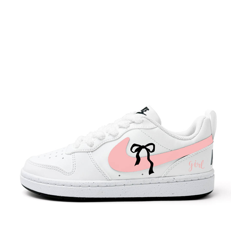 Nike Nike Court Borough Fringe Butterfly Synthetic Leather Abrasion Resistant Low top Kids' Skateboarding Shoes White