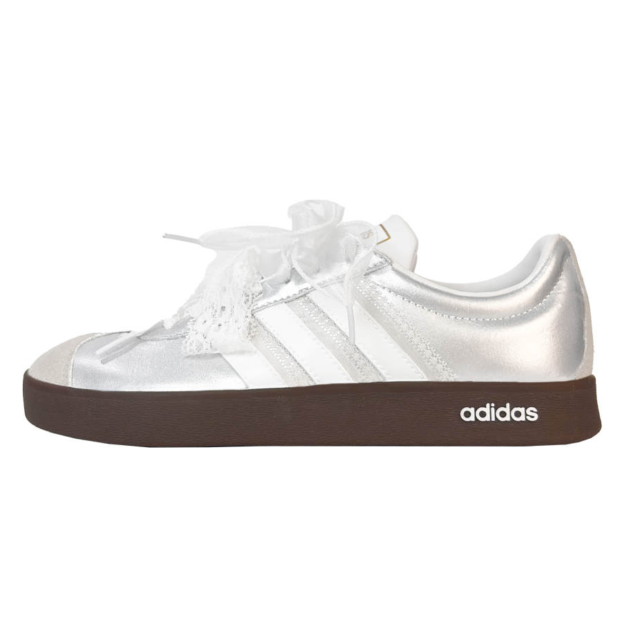 Adidas Adidas VL COURT 2.0 Paris Dreamy Abrasion Resistant Lightweight Low top Skateboard Shoes Unisex Silver White
