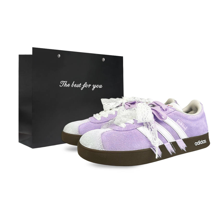 Adidas Adidas VL COURT 2.0 Cushioning Abrasion Resistant Low top Skateboard Shoes Unisex White Purple