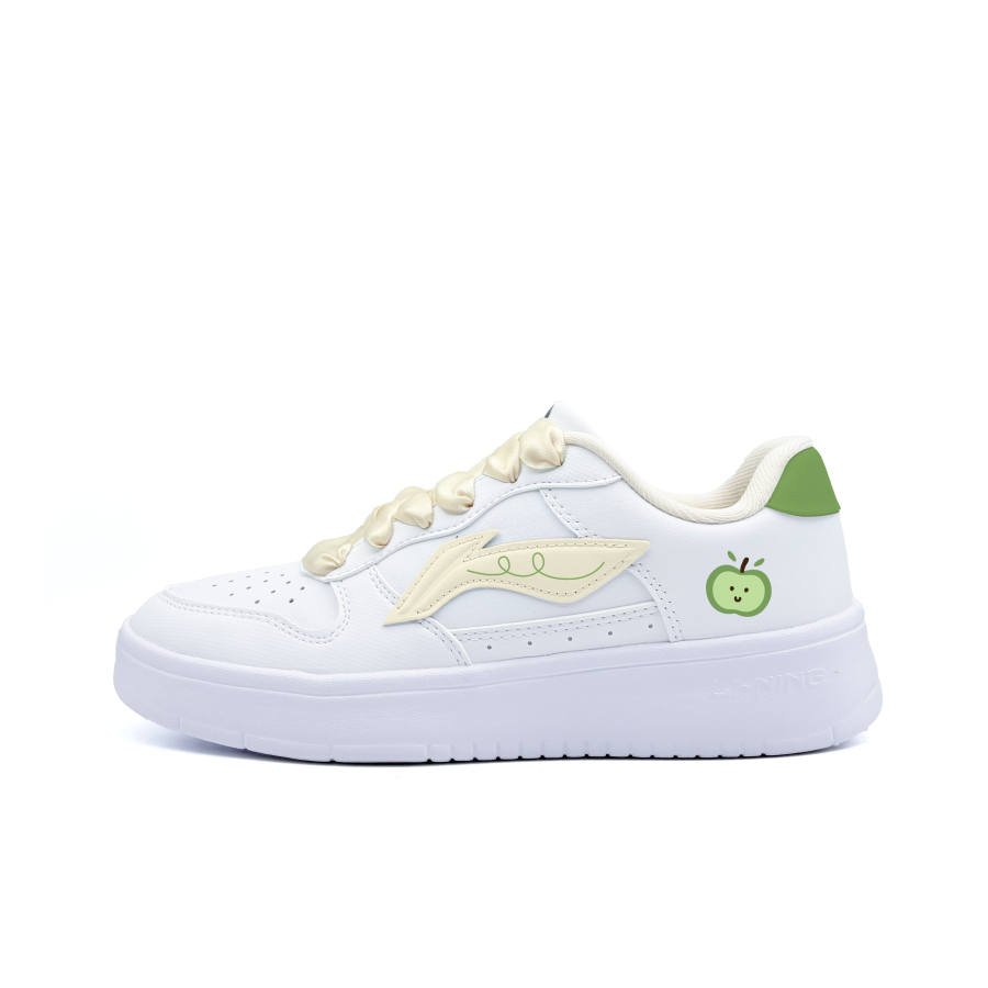 Li-Ning Li Ning Floating Boat Cute Green Apple Abrasion Resistant Lightweight Low top Skateboard Shoes Unisex