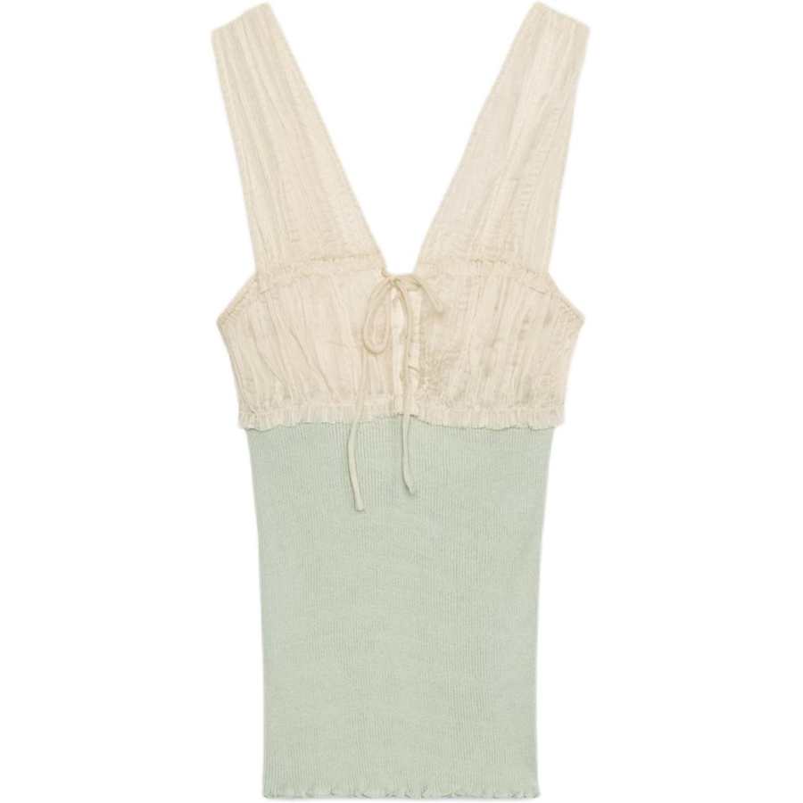 ZARA Tank Tops Women's Light Blue V Neck Other