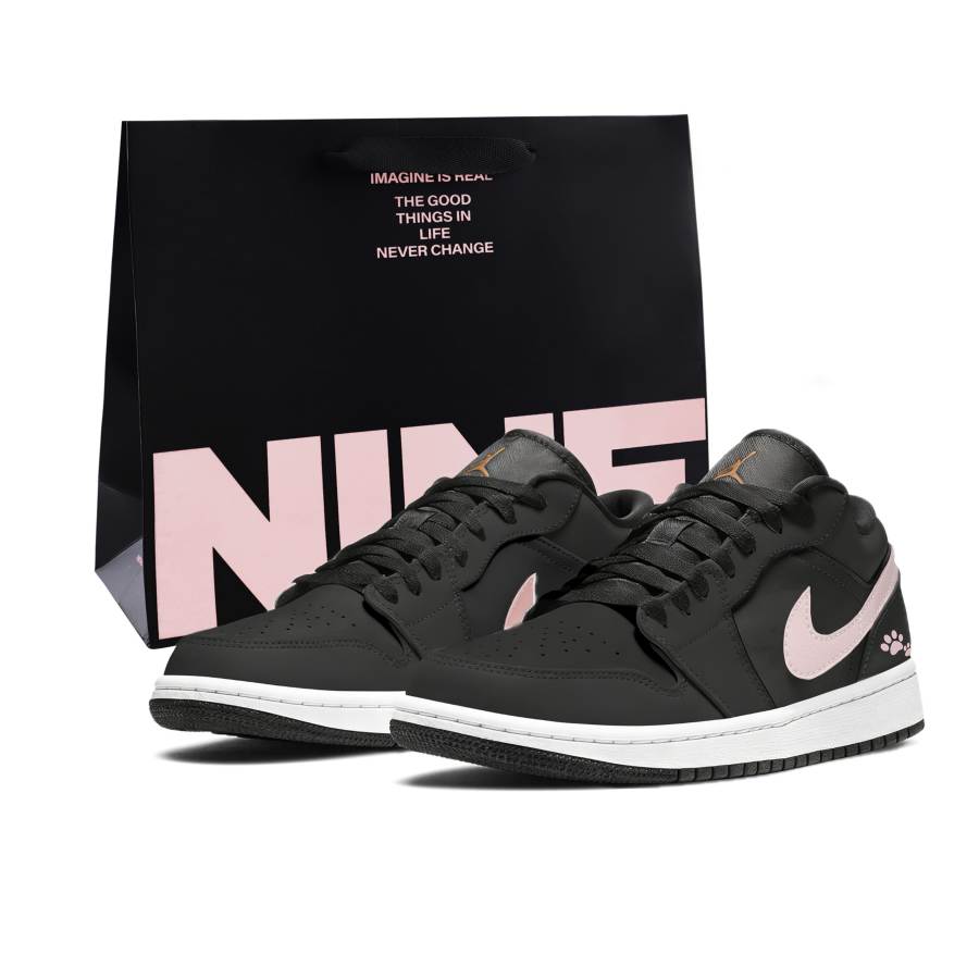 Jordan Jordan Air Jordan 1 Low top Children's Basketball Shoes Black Pink Teenagers