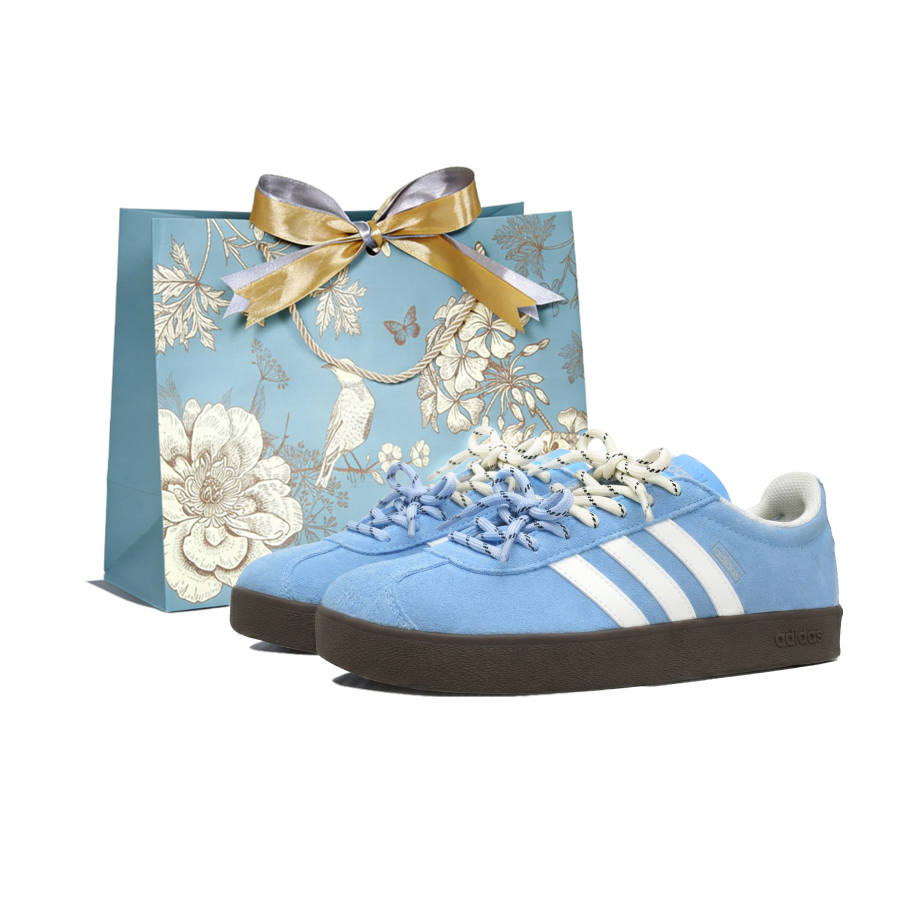 Adidas Adidas VL COURT 2.0 Maris Sal Milk Lid Abrasion Resistant Lightweight Low top Skateboard Shoes Unisex Blue White