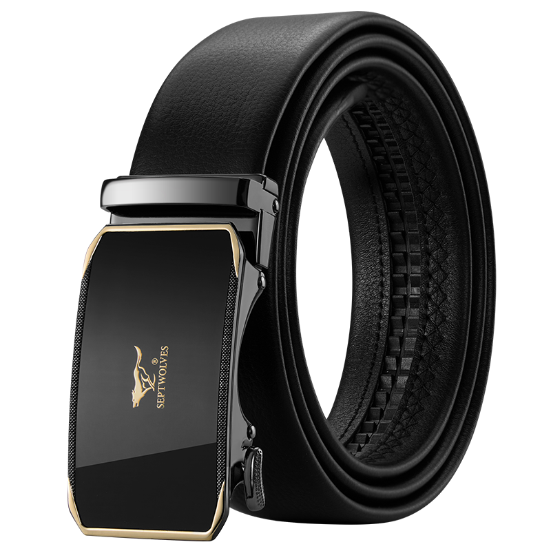 SEPTWOLVES Cow Leather Zinc Alloy Leather Belts Men's 3.5cm