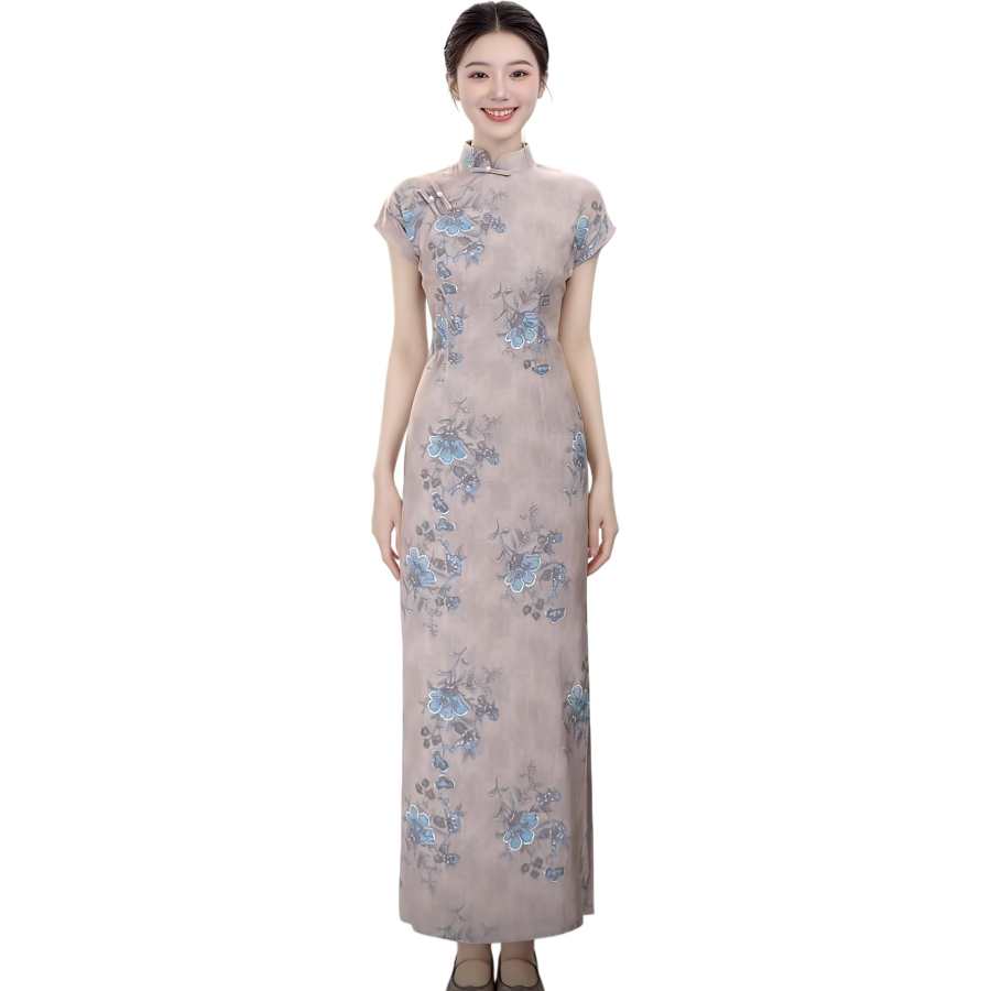 JBBCN Sleeveless Dresses Women's Light Gray Stand Collar Thin Long