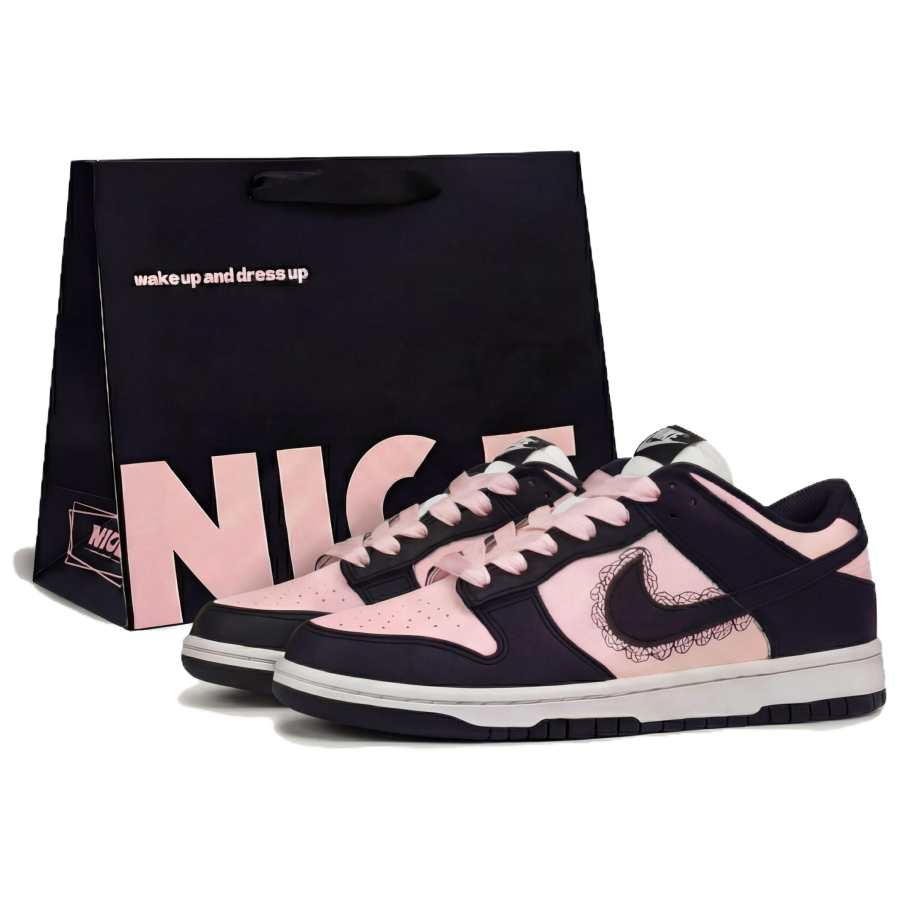 Nike Nike Dunk Ink Dyed Pink, Shopping Bag Slip Resistant Low top Classic Skateboard Shoes Unisex Black Pink