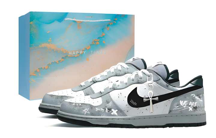 Nike Nike Big Sanctuary Abrasion Resistant Slip Resistant Low top Skateboard Shoes Men's Black White Gray