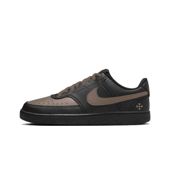 Nike Nike Court Vision Dark Chocolate Coffee Leather Abrasion Resistant Low top Athleisure Skate Shoes Men's Black Brown