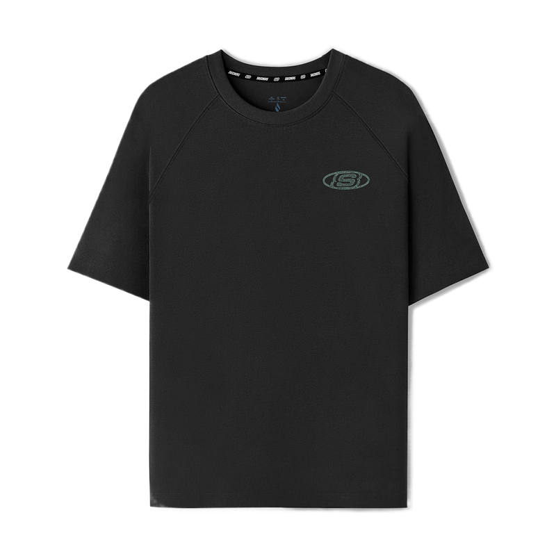 Skechers T Shirts Unisex Carbon Black 0018 Crew Neck Moderate Straight Fit