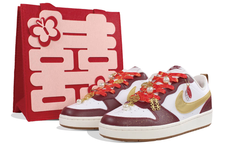 Nike Nike Court Borough 2 Golden Jade Perfect Match, Wild Culture Slip Resistant Low top Skateboard Shoes Women's Red Gold