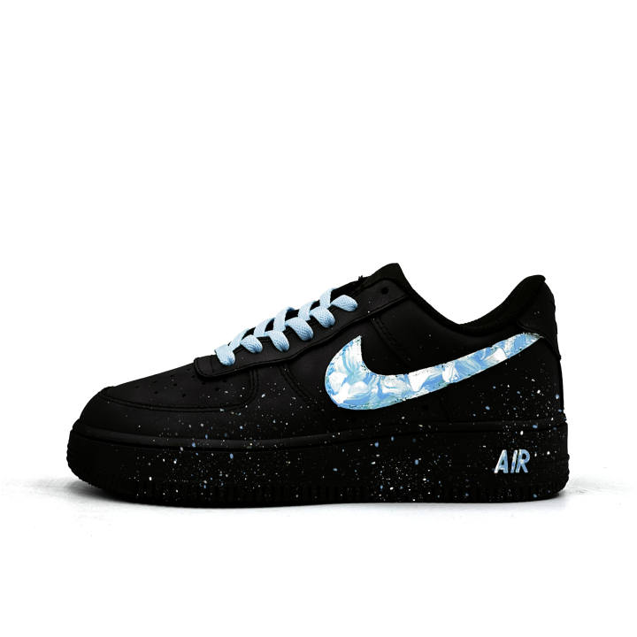 Nike Nike Air Force 1 Ink Dyed Blue And White Leather Abrasion Resistant Low top Skateboard Shoes Unisex Black Pink