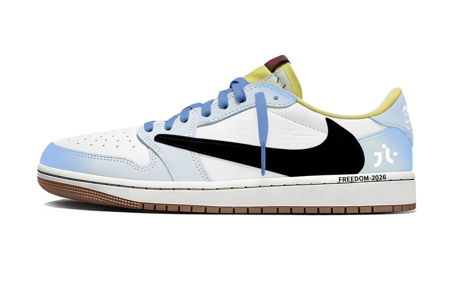 Jordan Jordan x Travis Scott Air Jordan 1 Leather Low top Trendy Sneakers & Casual Shoes Women's White Blue