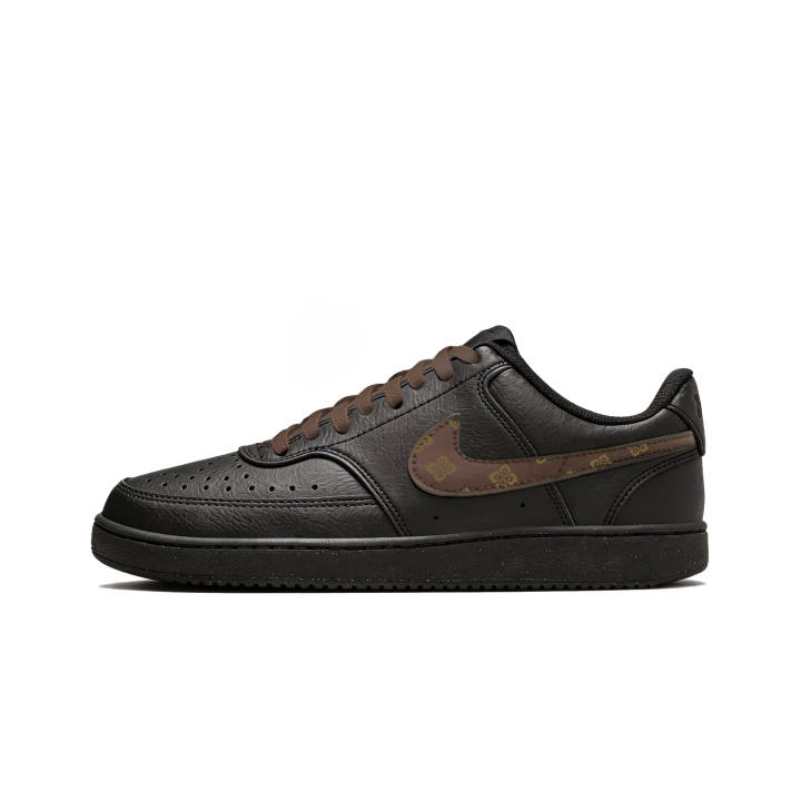 Nike Nike Court Vision Quiet Luxury Collection Leather Abrasion Resistant Low top Athleisure Skate Shoes Men's Black Brown