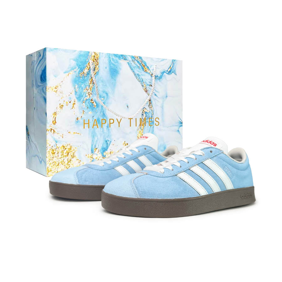 Adidas Adidas VL COURT 2.0 Maris Sal Ice Blue Suede Lightweight Low top German Army Trainers Unisex White Blue