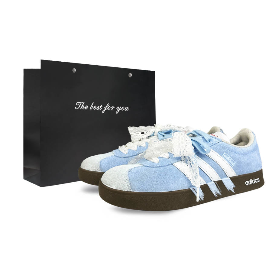 Adidas Adidas VL COURT 2.0 Slip Resistant Cushioning Abrasion Resistant Low top Skateboard Shoes Unisex Sky Blue