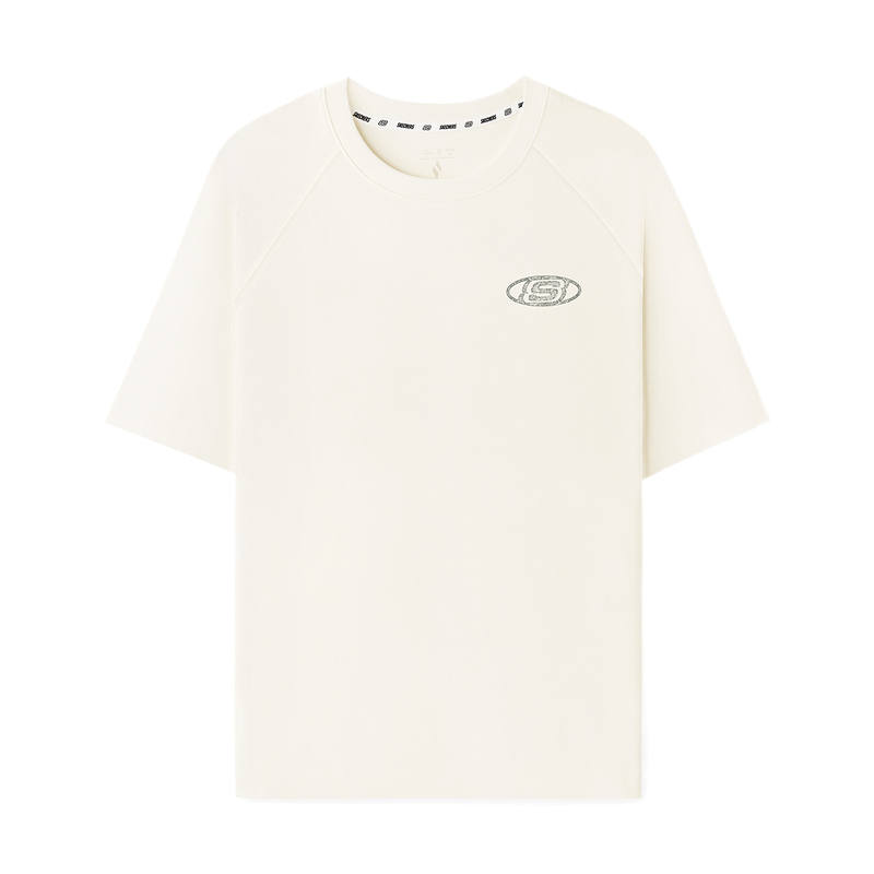Skechers T Shirts Unisex Marshmallow White 0074 Crew Neck Moderate Straight Fit