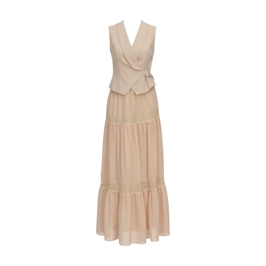 MTHE Two Piece Skirt Sets Women's V Neck Moderate Long