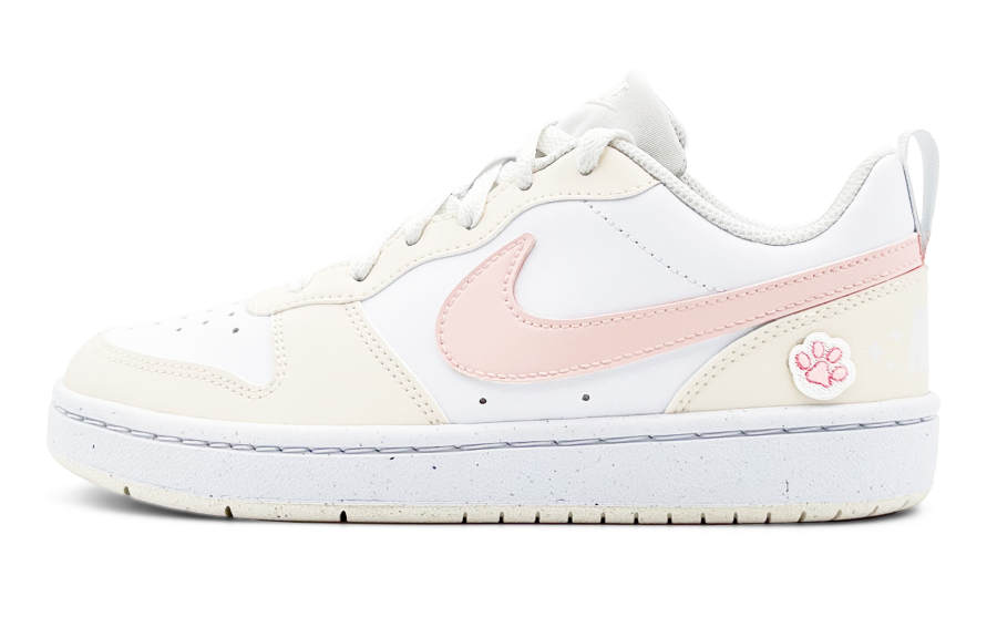 Nike Nike Court Budding Cat Paw Abrasion Resistant Slip Resistant Low top Kids' Skateboarding Shoes Custard Powder Unisex