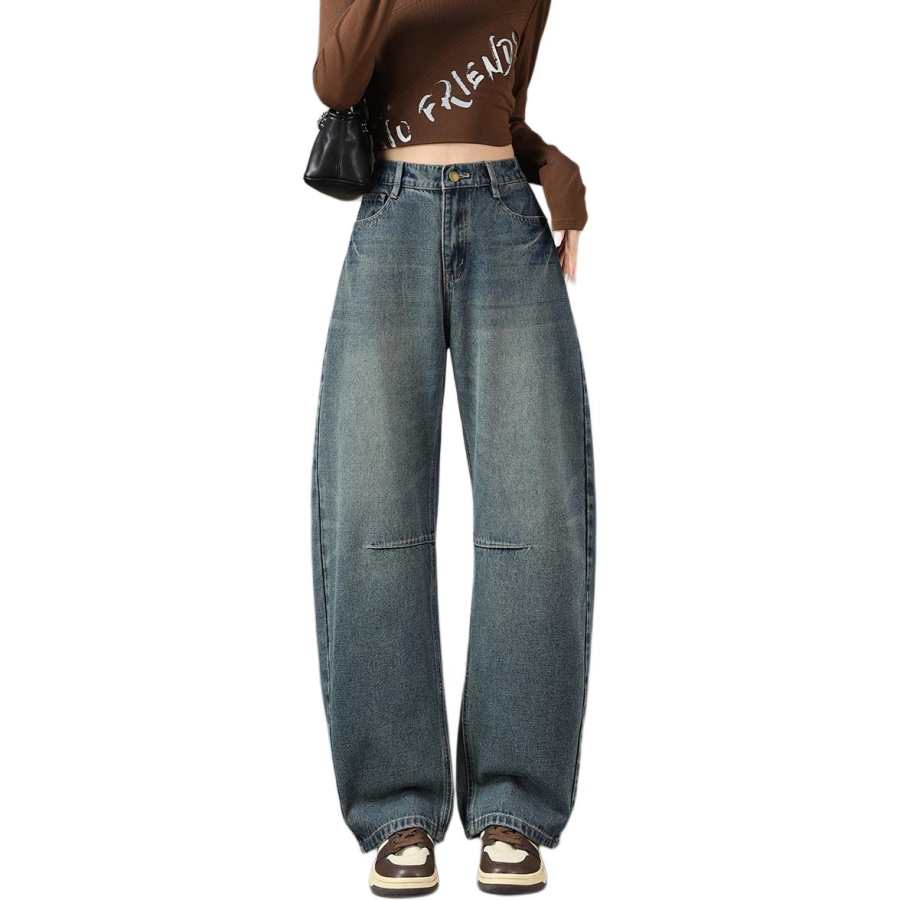 Tonlion Jeans Women's Vintage Blue Moderate Wide Leg Pants