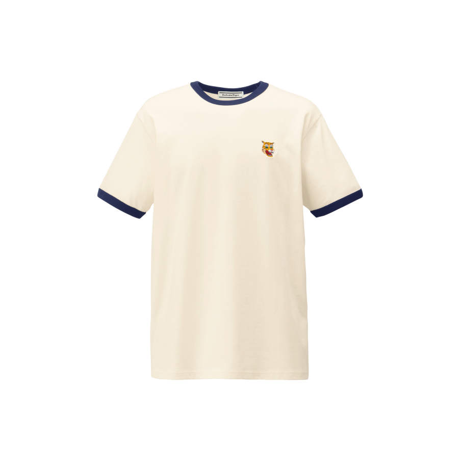 Onitsuka Tiger GRAPHIC TEE Short Sleeved T Shirts Unisex Ecru/Navy Blue