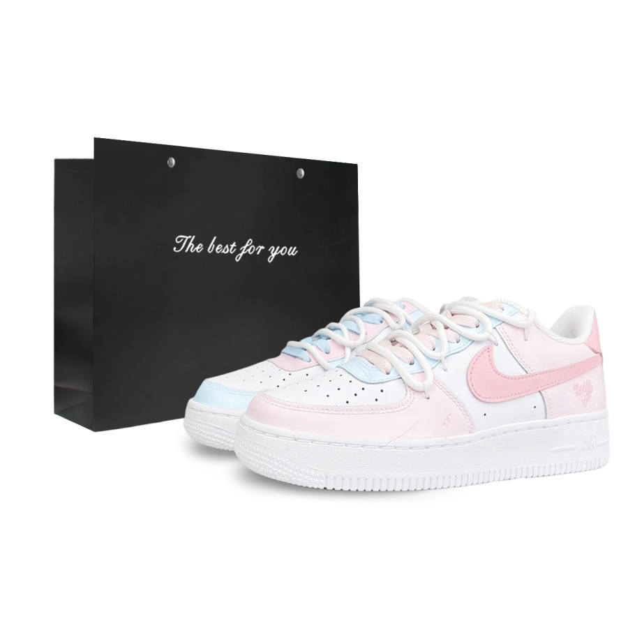 Nike Nike Air Force 1 Slip Resistant Cushioning Abrasion Resistant Low top Kids' Skateboarding Shoes White Teenagers