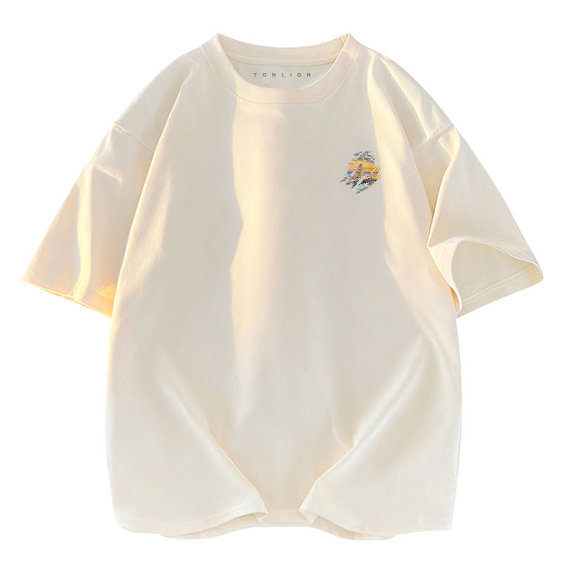Tonlion T Shirts Unisex Crew Neck Moderate Straight Fit