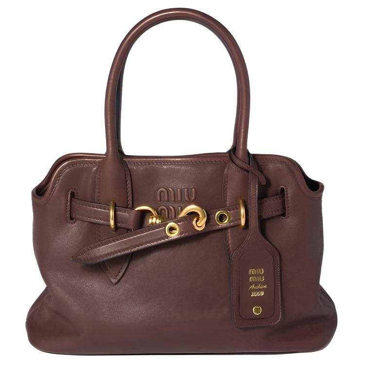 MIU MIU Aventure Leather One Shoulder Handbag Medium Women's Briarwood