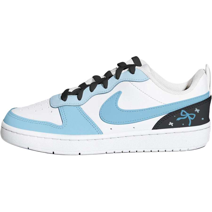 Nike Nike Court Borough Leather Cushioning Abrasion Resistant Breathable Low top Kids' Skateboarding Shoes Blue Teenagers