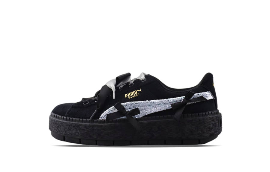 PUMA Platform Trace Abrasion Resistant Slip Resistant Low top Skateboard Shoes Women's Black Silver