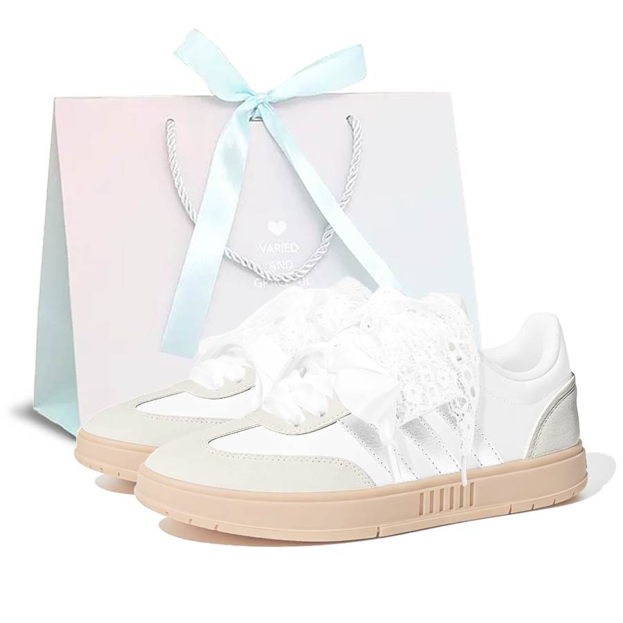 Adidas Adidas Gradas White Silver Lace Leather Abrasion Resistant Slip Resistant Low top Skateboard Shoes Women's Ecru